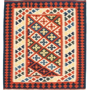 Kelimteppe - Orientalsk square - 107 x 100 cm - mørk rød