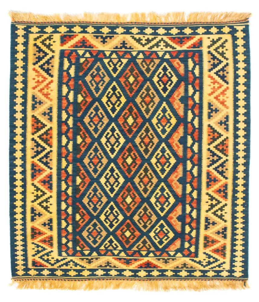 Kelimteppe - Orientalsk square - 107 x 100 cm - mørkeblå