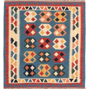 Kelimteppe - Orientalsk square - 107 x 101 cm - havblå