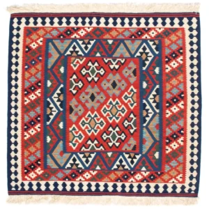 Kelimteppe - Orientalsk square - 108 x 101 cm - rød