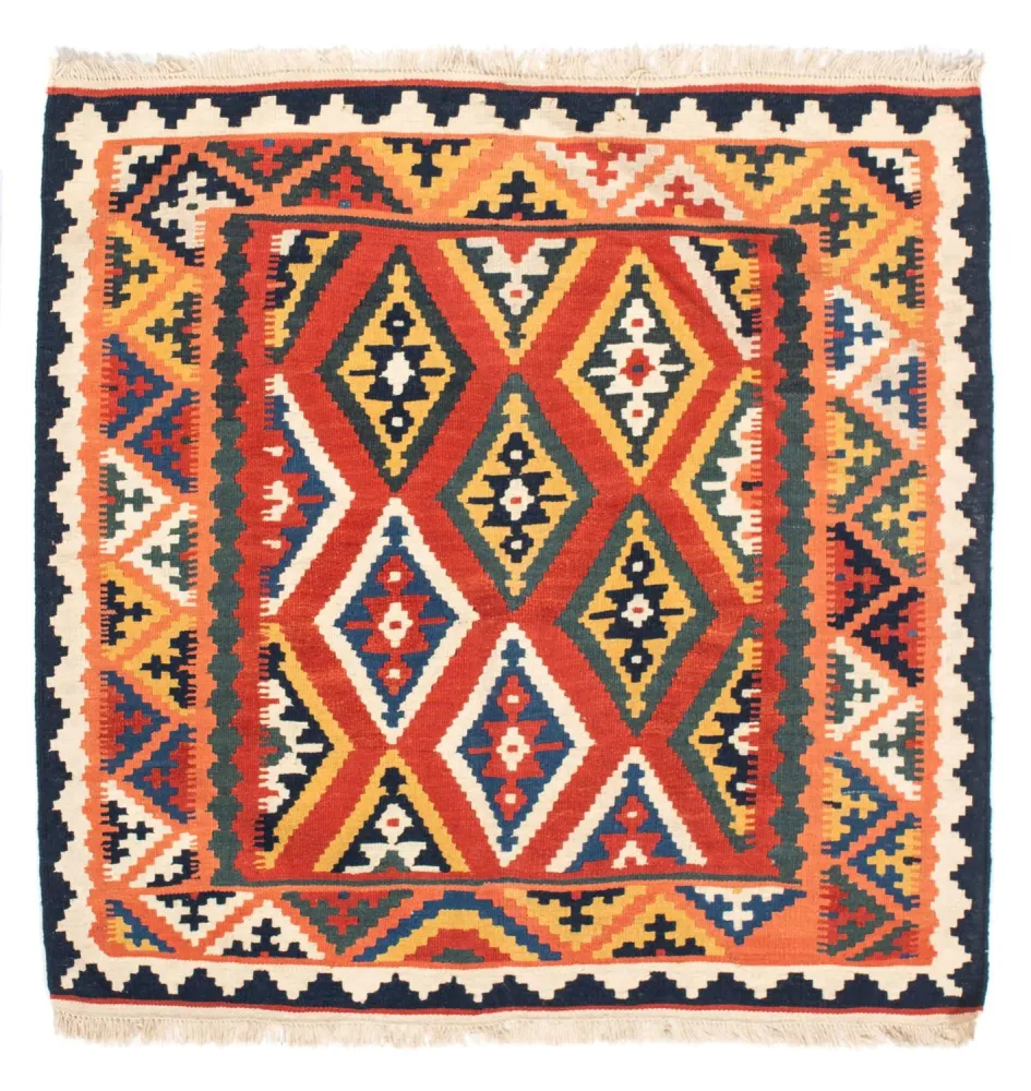 Kelimteppe - Orientalsk square - 108 x 104 cm - oransje