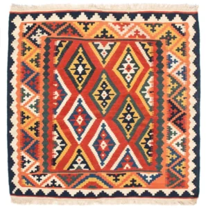 Kelimteppe - Orientalsk square - 108 x 104 cm - oransje