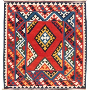 Kelimteppe - Orientalsk square - 113 x 110 cm - rød