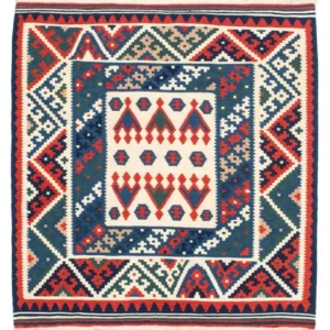 Kelimteppe - Orientalsk square - 117 x 102 cm - mørkeblå
