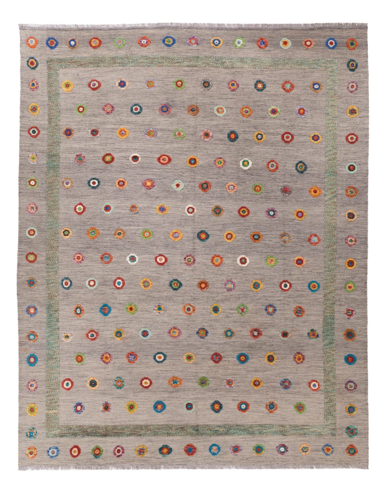 Kelimteppe - Splash - 343 x 264 cm - grå