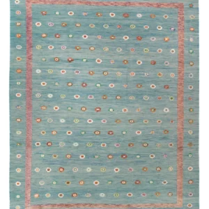 Kelimteppe - Splash - 350 x 258 cm - blå