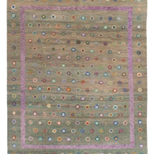 Kelimteppe - Splash - 394 x 313 cm - grønn