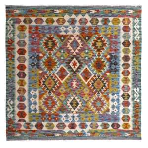 Kelimteppe - Splash square - 154 x 154 cm - flerfarget