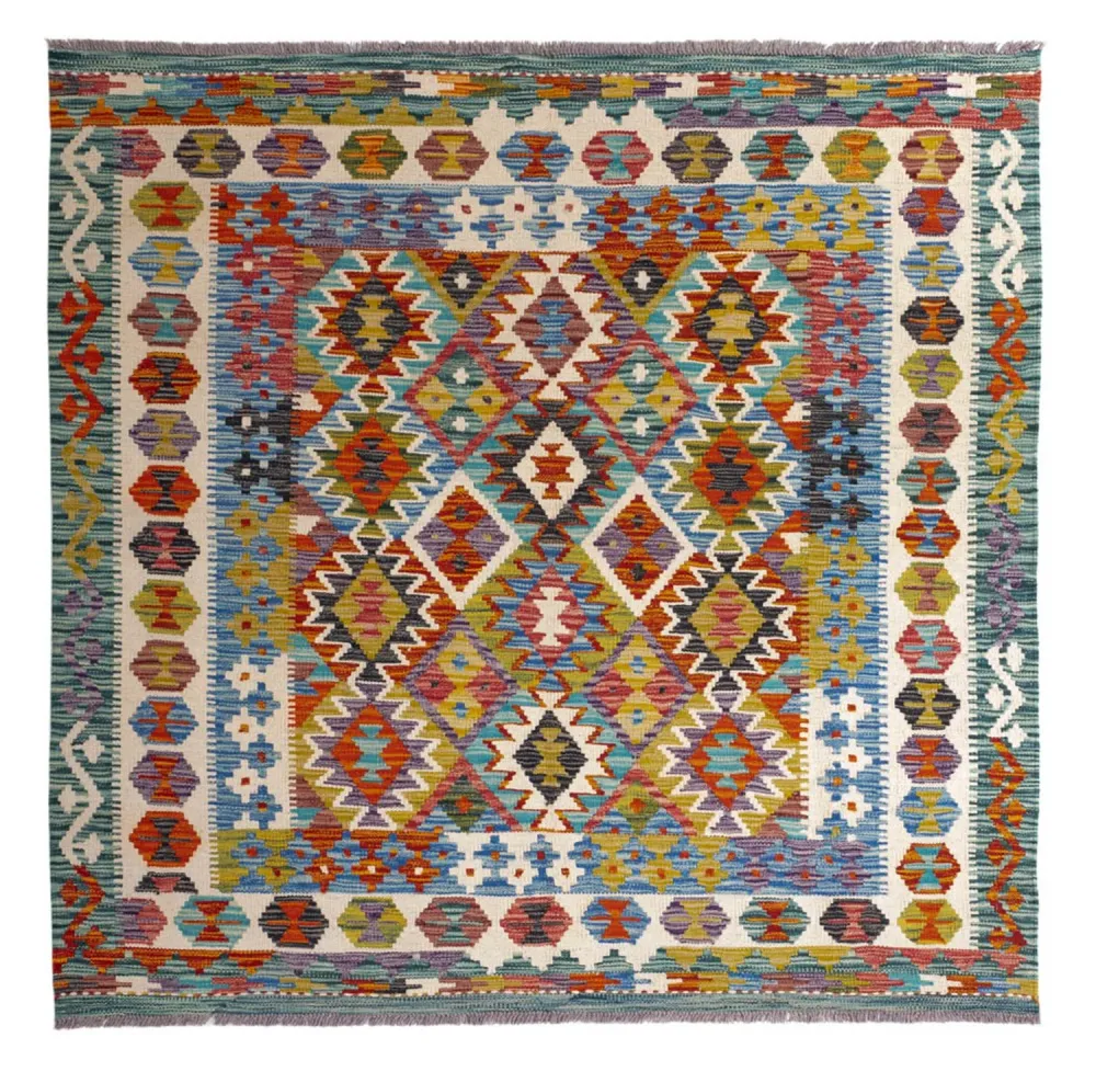 Kelimteppe - Splash square - 154 x 154 cm - flerfarget