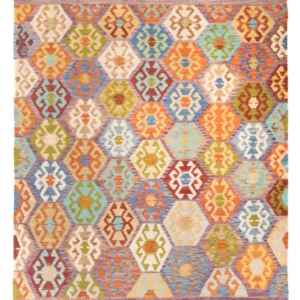 Kelimteppe - Splash square - 201 x 189 cm - flerfarget
