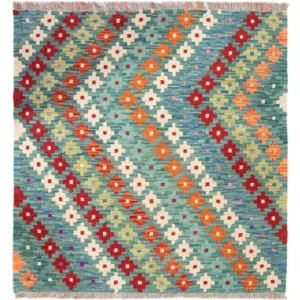 Kelimteppe - Splash square - 88 x 90 cm - flerfarget