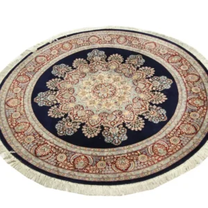 Kina-teppe rundt - 184 x 184 cm - blå