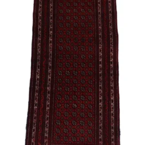 Løper Afghansk teppe - 196 x 79 cm - mørk rød