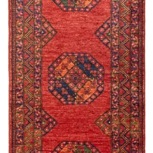 Løper Afghansk teppe - 206 x 84 cm - rød