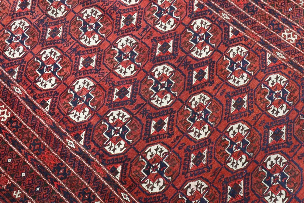 Løper Afghansk teppe - 229 x 123 cm - mørk rød