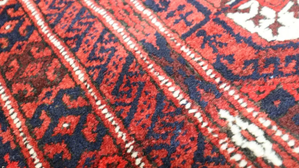 Løper Afghansk teppe - 229 x 123 cm - mørk rød