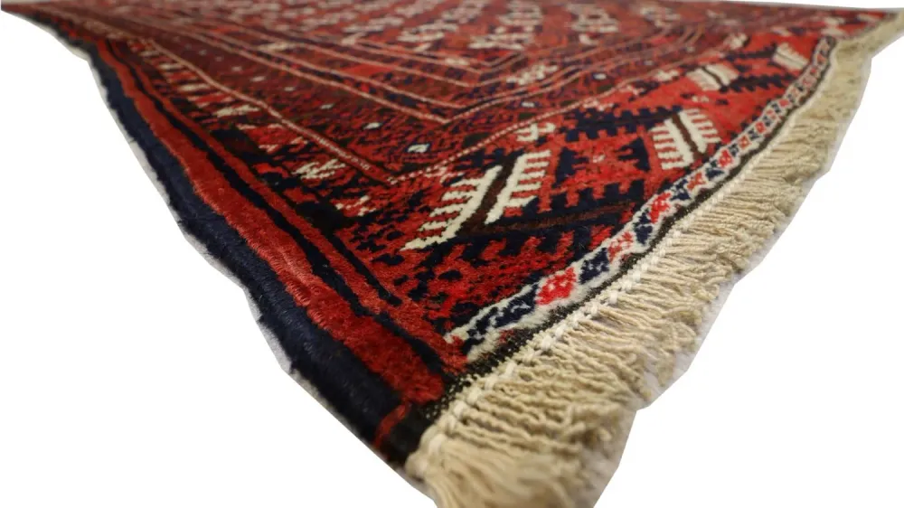 Løper Afghansk teppe - 229 x 123 cm - mørk rød