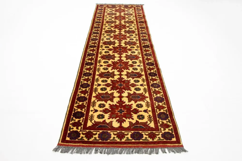 Løper Afghansk teppe - Hatshlu - 304 x 80 cm - rød