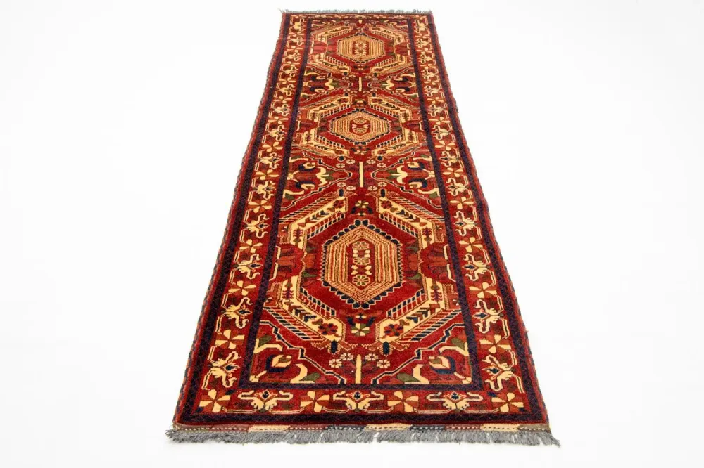 Løper Afghansk teppe - Hatshlu - 307 x 83 cm - rød