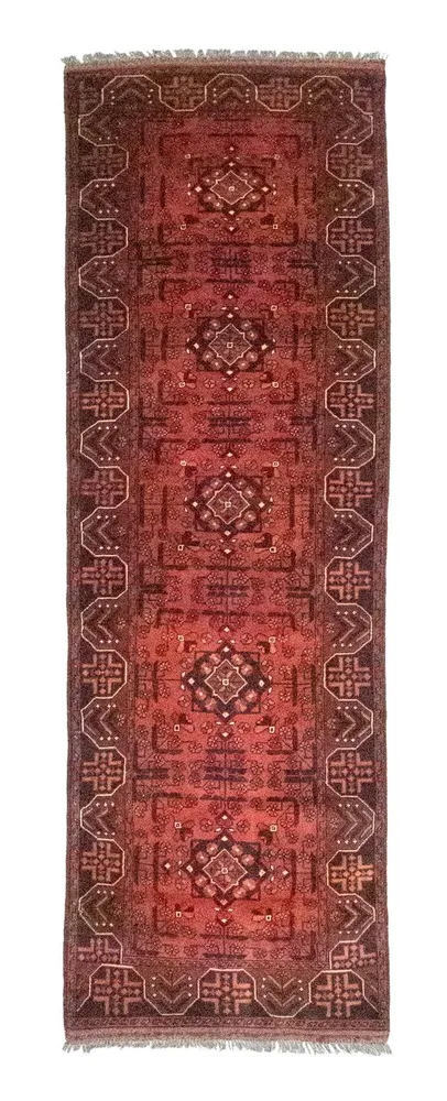 Løper Afghanske tepper - Kunduz - 288 x 78 cm - rød
