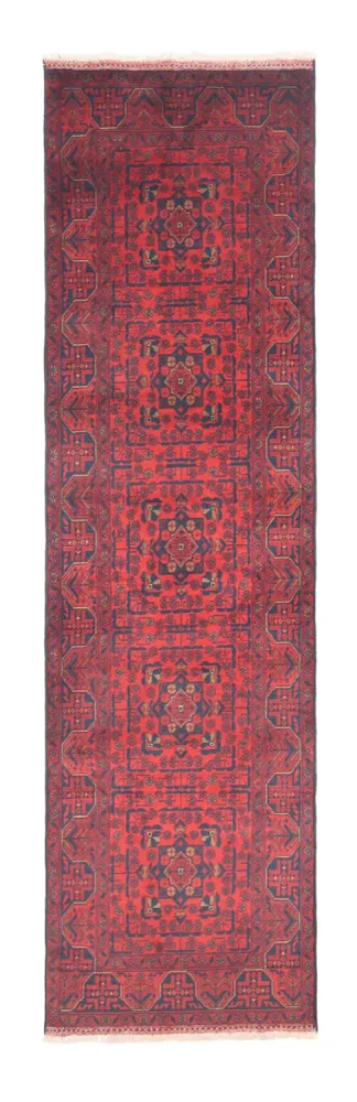 Løper Afghanske tepper - Kunduz - 290 x 80 cm - mørk rød