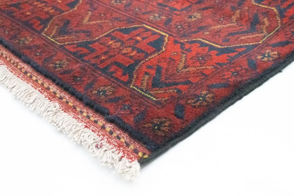 Løper Afghanske tepper - Kunduz - 290 x 80 cm - mørk rød