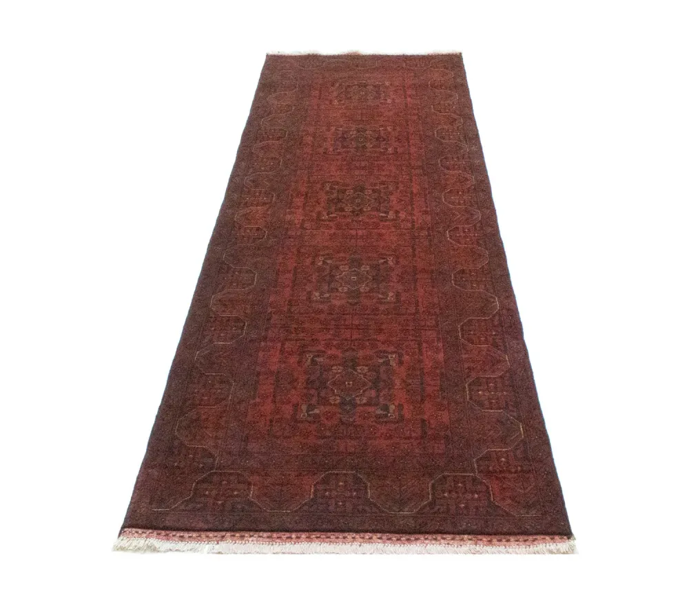 Løper Afghanske tepper - Kunduz - 290 x 80 cm - mørk rød