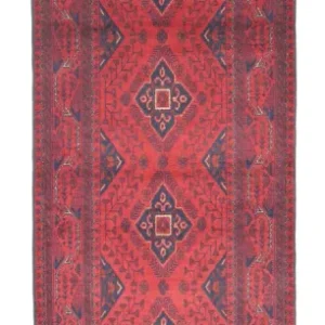 Løper Afghanske tepper - Kunduz - 296 x 84 cm - mørk rød
