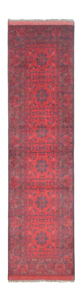 Løper Afghanske tepper - Kunduz - 297 x 74 cm - rød