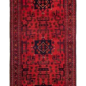Løper Afghanske tepper - Kunduz - 298 x 79 cm - mørk rød