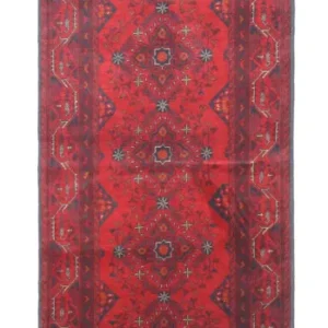 Løper Afghanske tepper - Kunduz - 299 x 86 cm - mørk rød