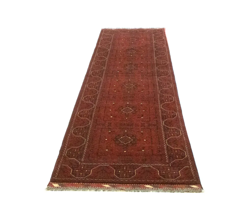 Løper Afghanske tepper - Kunduz - 302 x 78 cm - rød