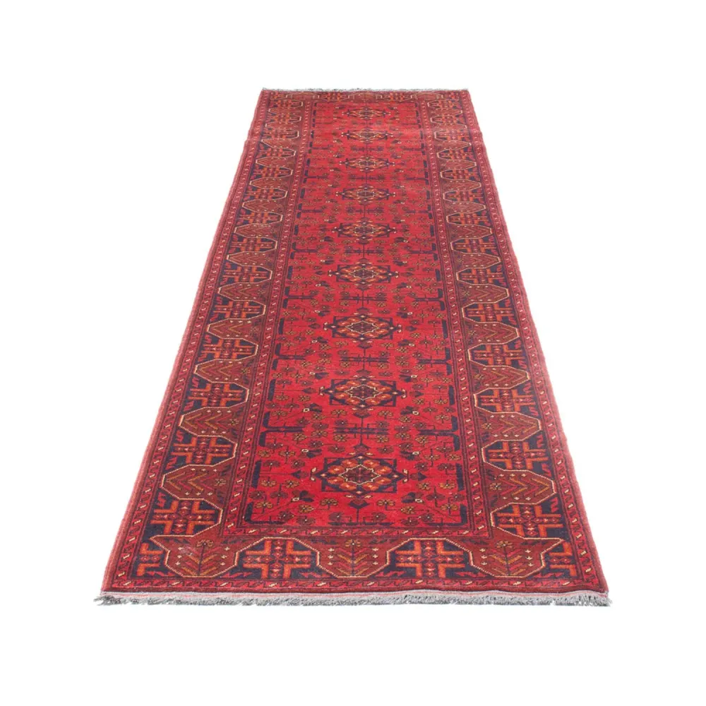 Løper Afghanske tepper - Kunduz - 395 x 80 cm - rød