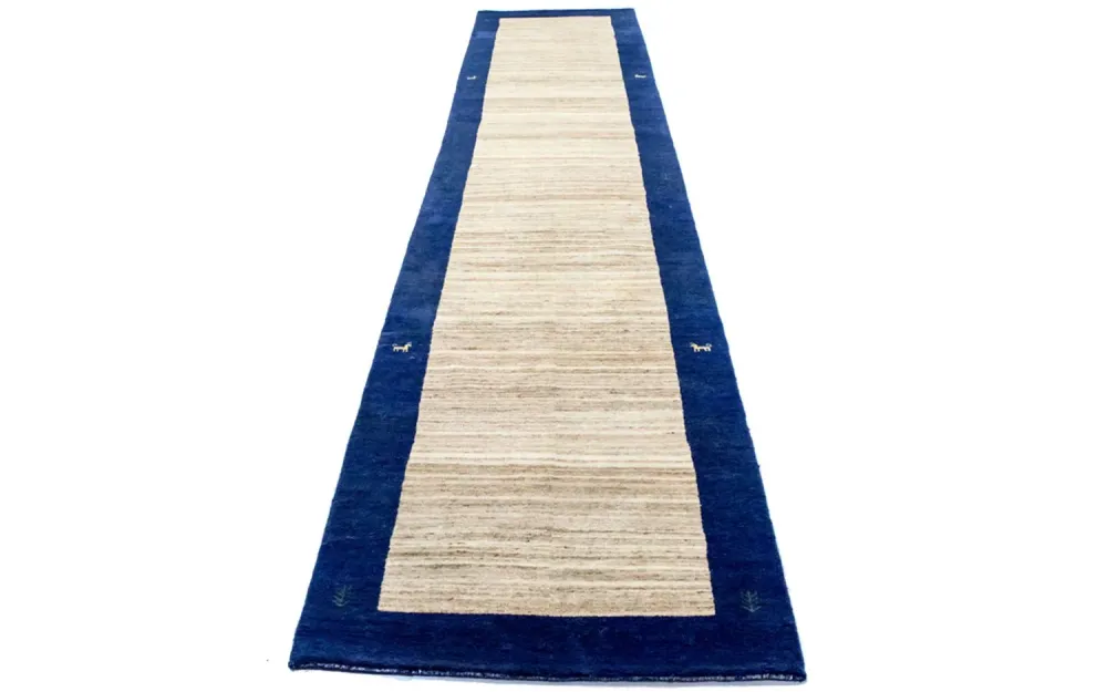 Løper Gabbeh teppe - Loribaft persisk teppe - 440 x 90 cm - natur