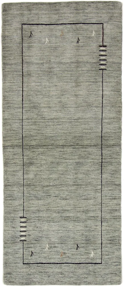 Løper Gabbeh teppe - Loribaft Softy - 202 x 82 cm - grå