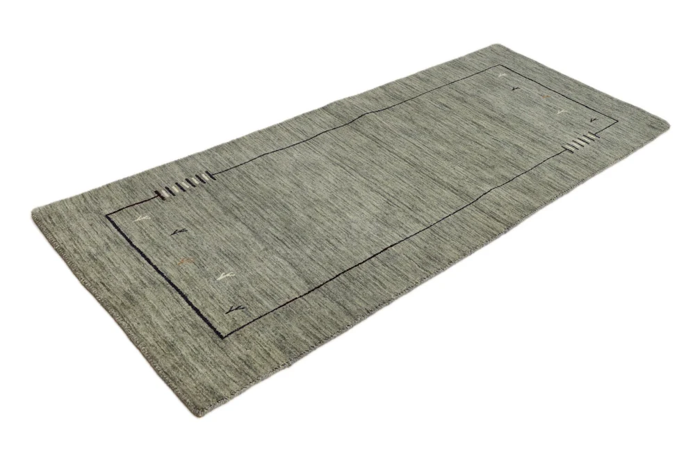 Løper Gabbeh teppe - Loribaft Softy - 202 x 82 cm - grå