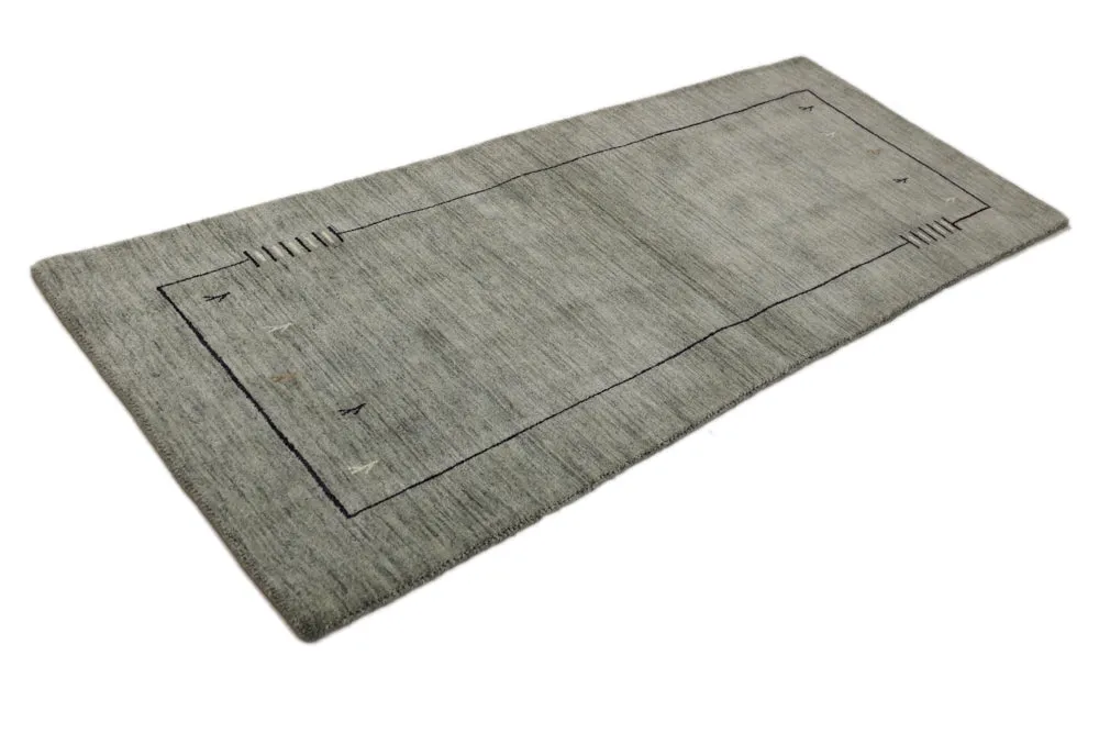 Løper Gabbeh teppe - Loribaft Softy - 202 x 82 cm - grå