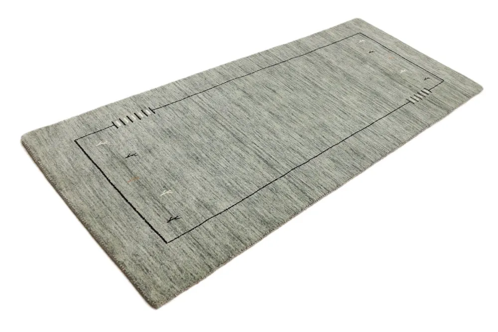 Løper Gabbeh teppe - Loribaft Softy - 203 x 83 cm - grå