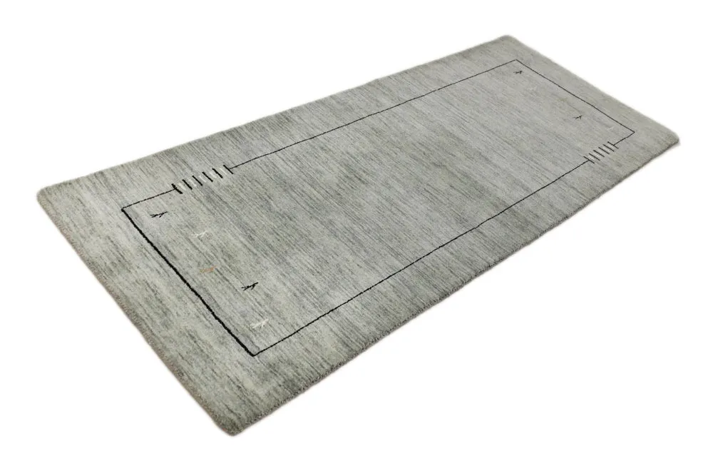 Løper Gabbeh teppe - Loribaft Softy - 203 x 83 cm - grå