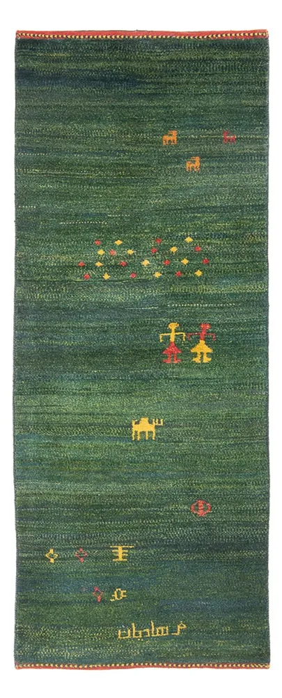 Løper Gabbeh-teppe - persisk - 202 x 78 cm - grønn