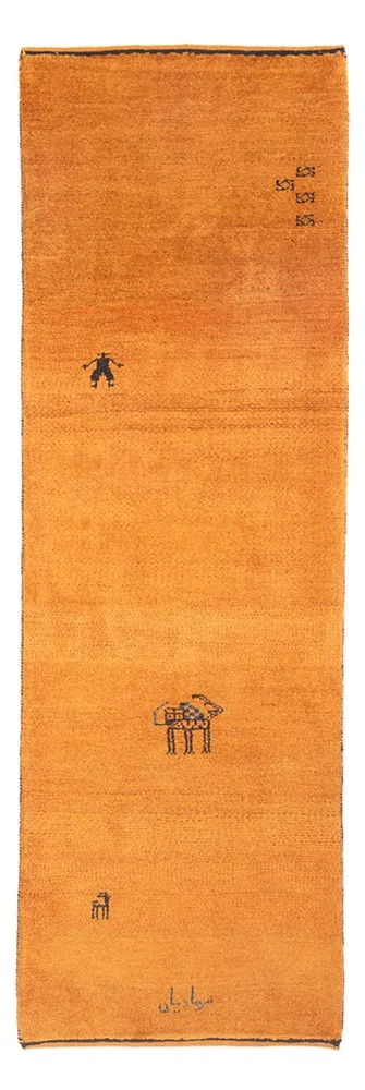 Løper Gabbeh-teppe - persisk - 220 x 74 cm - oransje