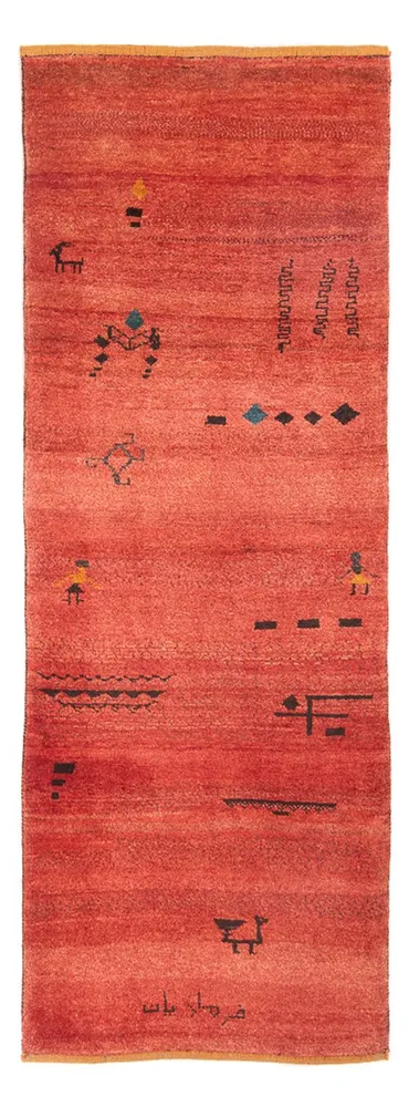 Løper Gabbeh-teppe - persisk - 225 x 83 cm - lys rød
