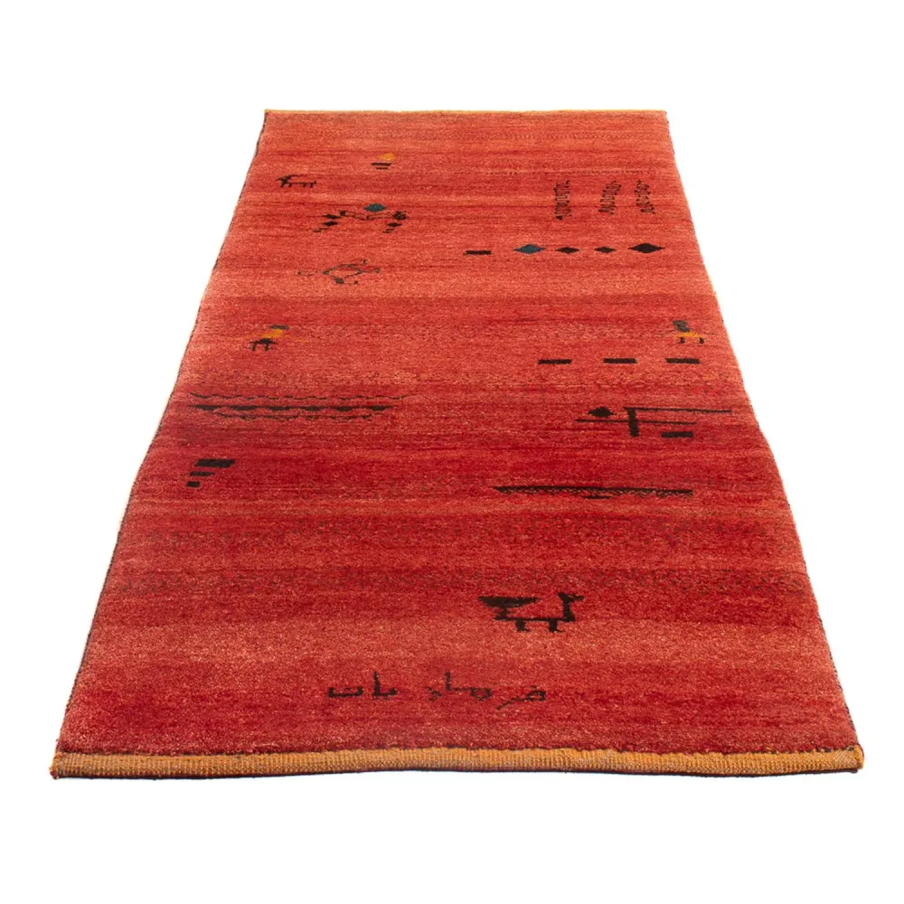 Løper Gabbeh-teppe - persisk - 225 x 83 cm - lys rød
