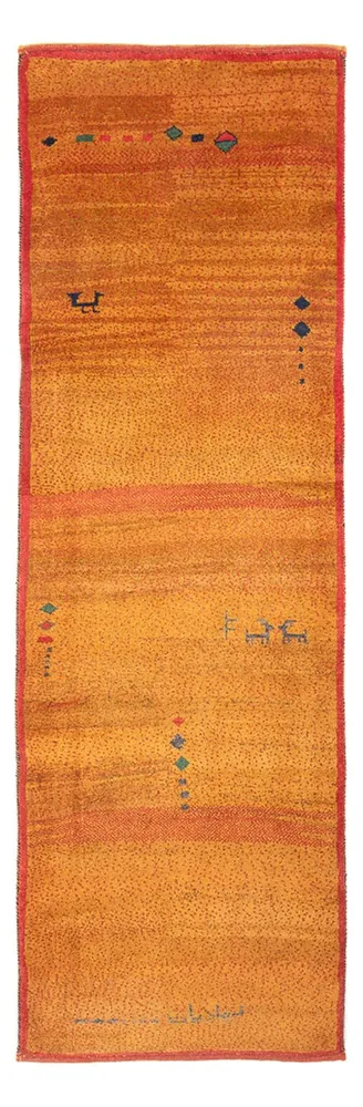 Løper Gabbeh-teppe - persisk - 258 x 85 cm - oransje