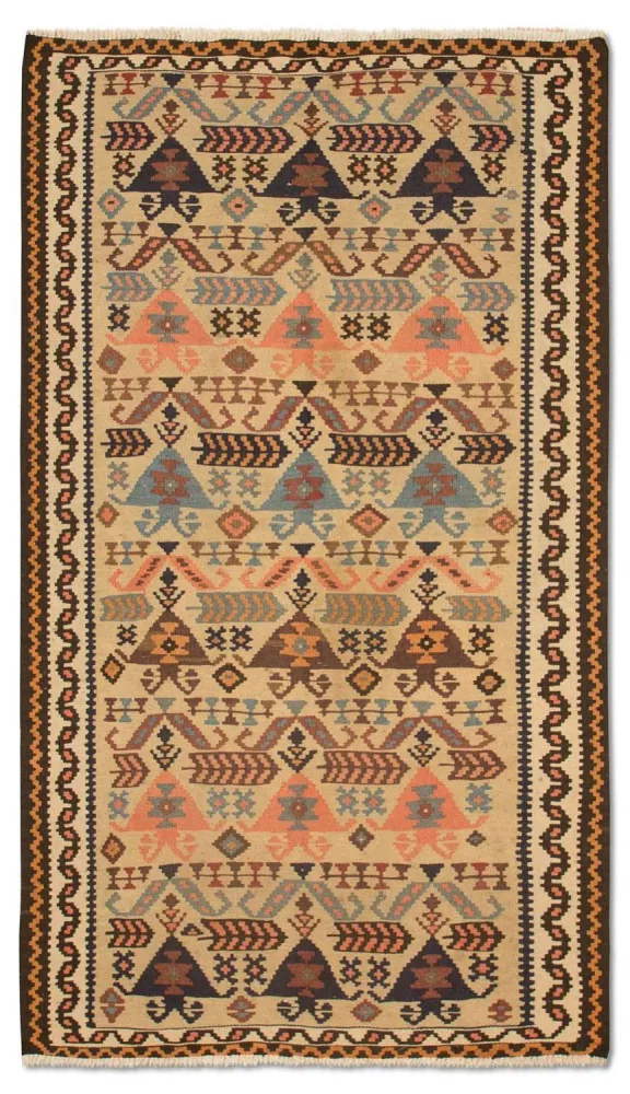 Løper Kelimteppe - Gammelt - 195 x 108 cm - beige