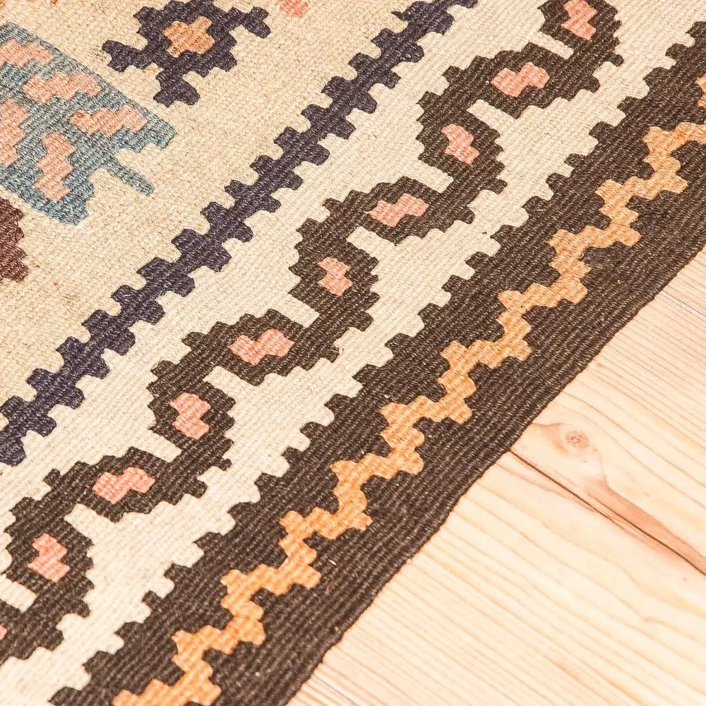Løper Kelimteppe - Gammelt - 195 x 108 cm - beige