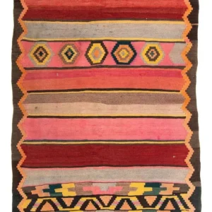 Løper Kelimteppe - Gammelt - 250 x 120 cm - flerfarget