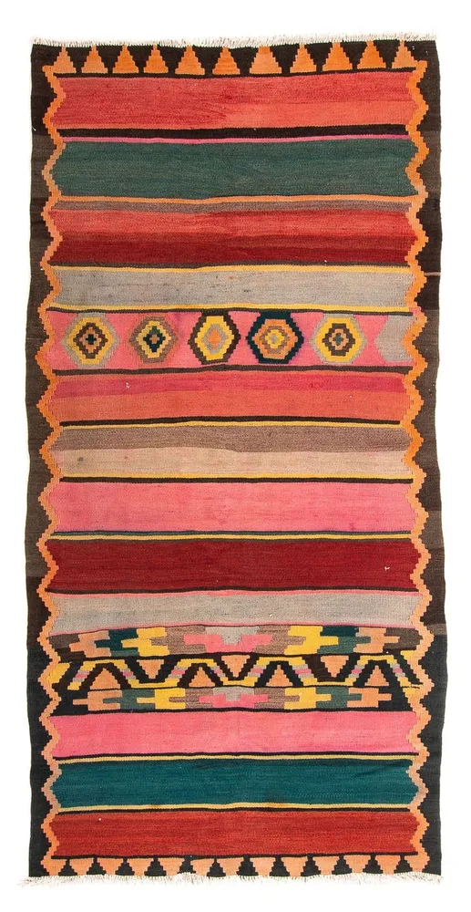 Løper Kelimteppe - Gammelt - 250 x 120 cm - flerfarget