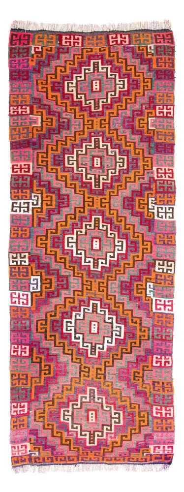 Løper Kelimteppe - Gammelt - 320 x 135 cm - flerfarget