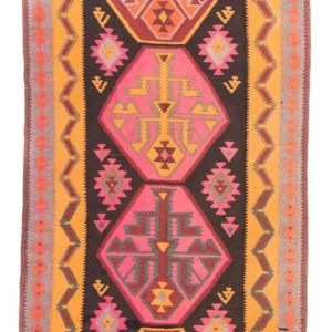 Løper Kelimteppe - Gammelt - 330 x 150 cm - flerfarget
